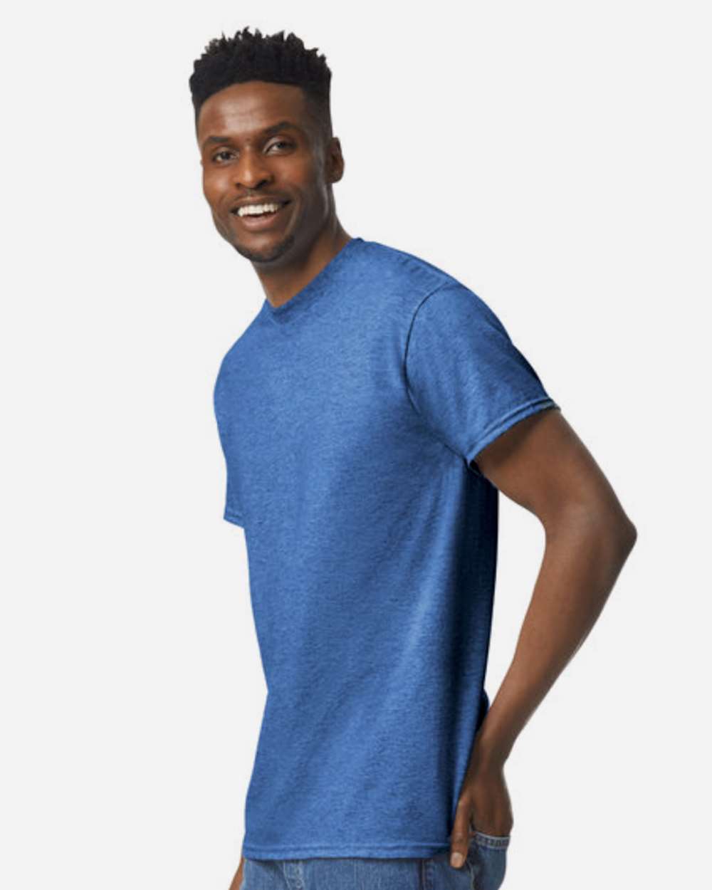 Unisex DryBlend® T-Shirt - OnModelSide - B06560823 - Heather Deep Royal