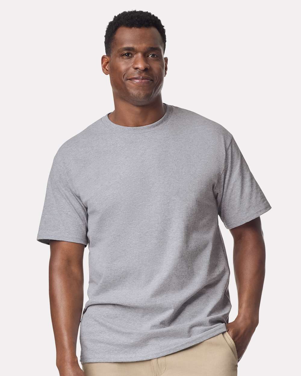 Men's Tall Ultra Cotton® T-Shirt - OnModelFront - B06660585 - Sport Grey