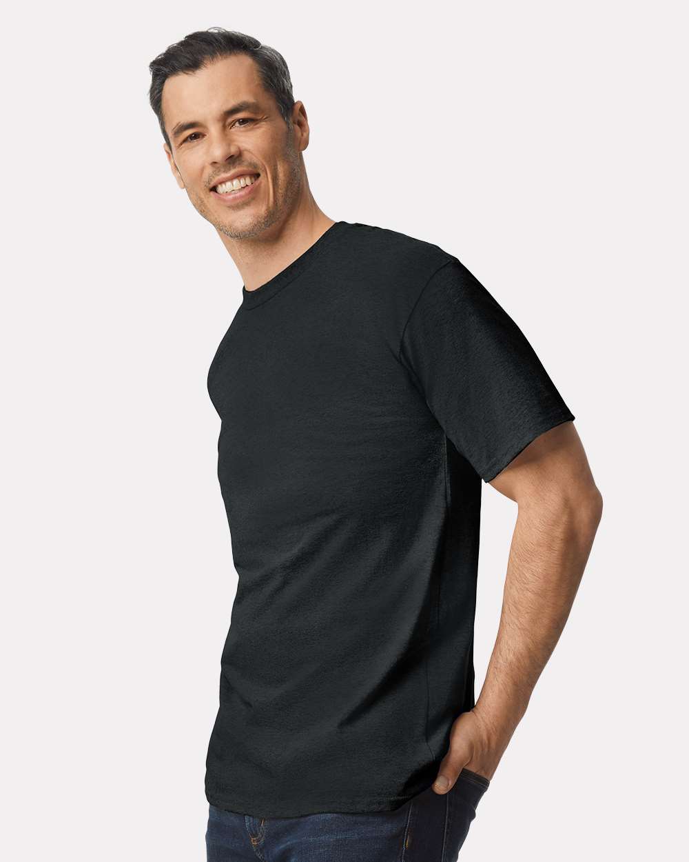 Men's Tall Ultra Cotton® T-Shirt - OnModelSide - B06660505 - Black