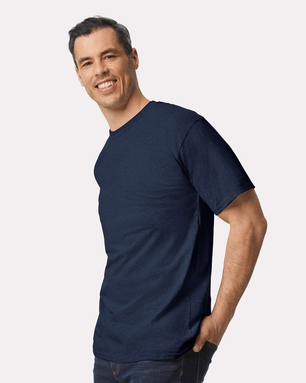 Men's Tall Ultra Cotton® T-Shirt - OnModelSide - B06660655 - Navy