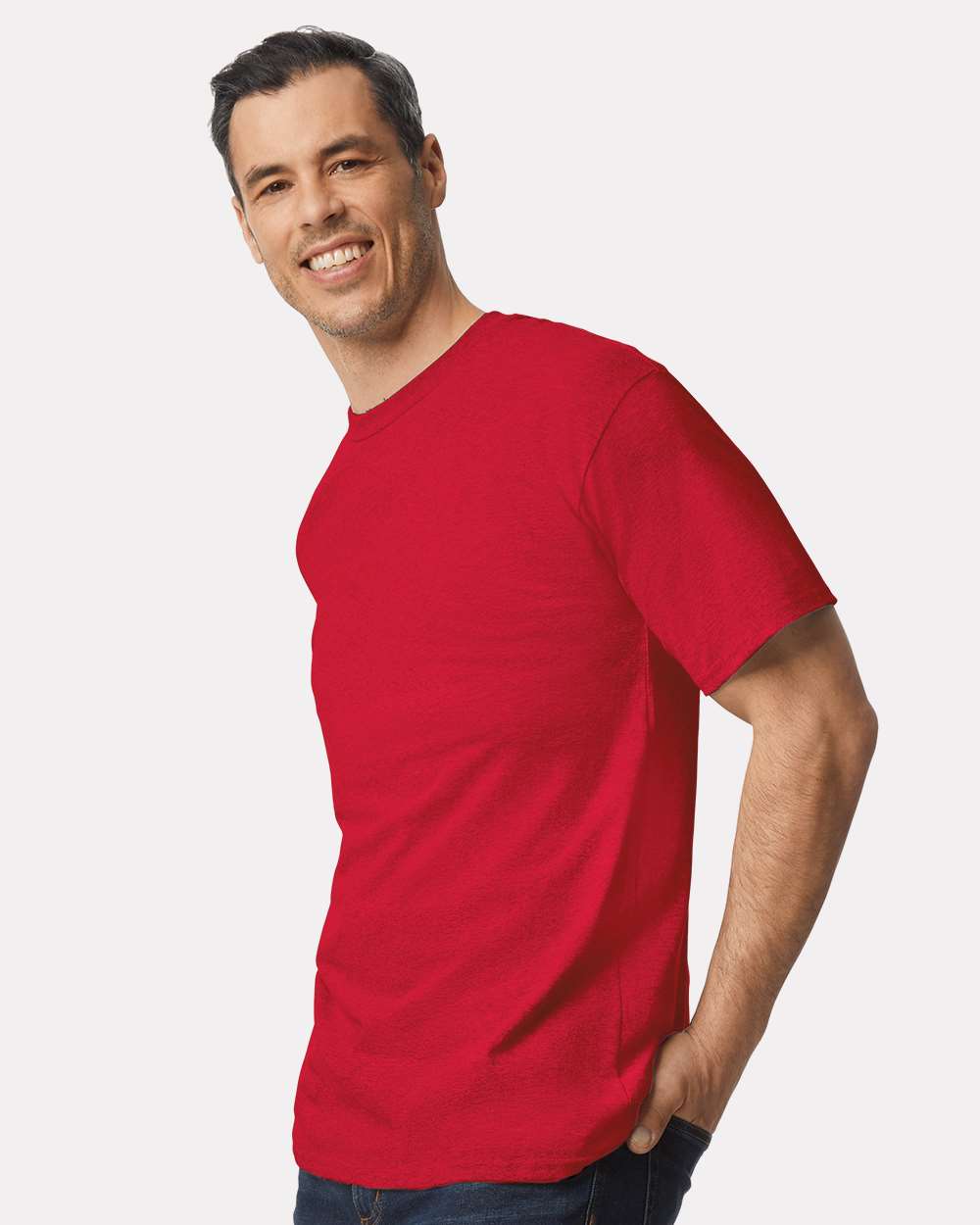 Men's Tall Ultra Cotton® T-Shirt - OnModelSide - B06660705 - Red