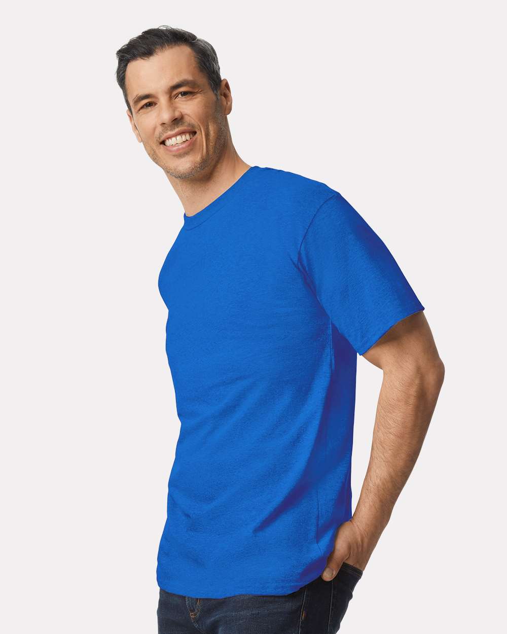 Men's Tall Ultra Cotton® T-Shirt - OnModelSide - B06660755 - Royal