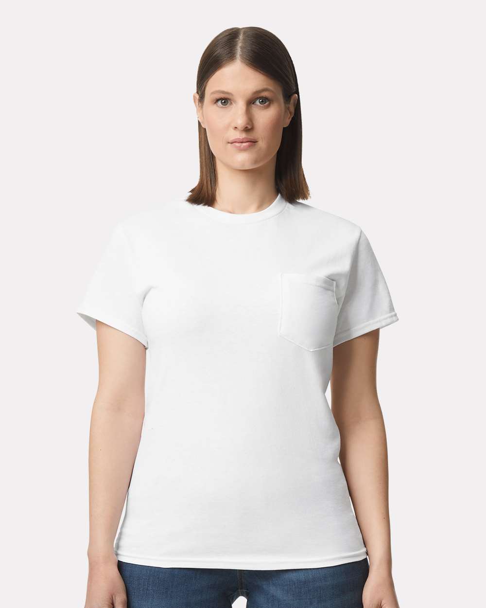 Unisex Ultra Cotton® Pocket T-Shirt - OnModelFront - B07060003 - White