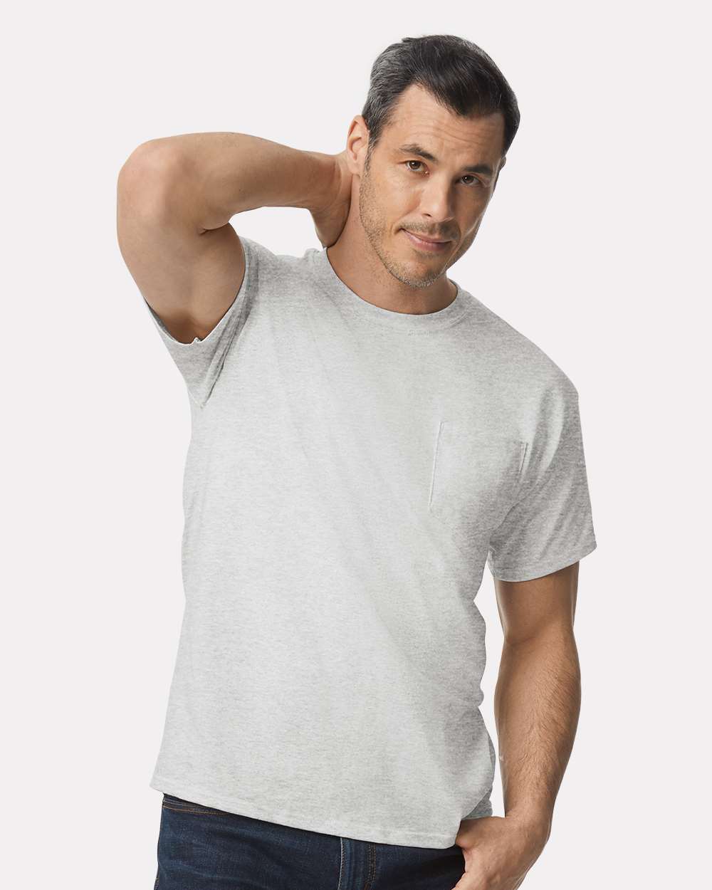 Unisex Ultra Cotton® Pocket T-Shirt - OnModelFront - B07060023 - Ash