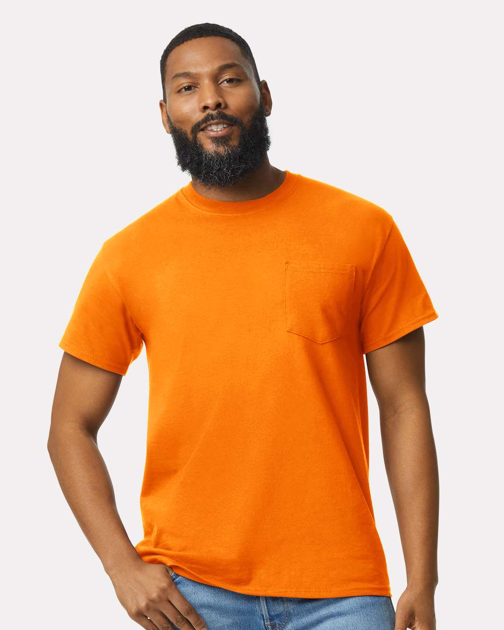 Unisex Ultra Cotton® Pocket T-Shirt - OnModelFront - B07060333 - Safety Orange