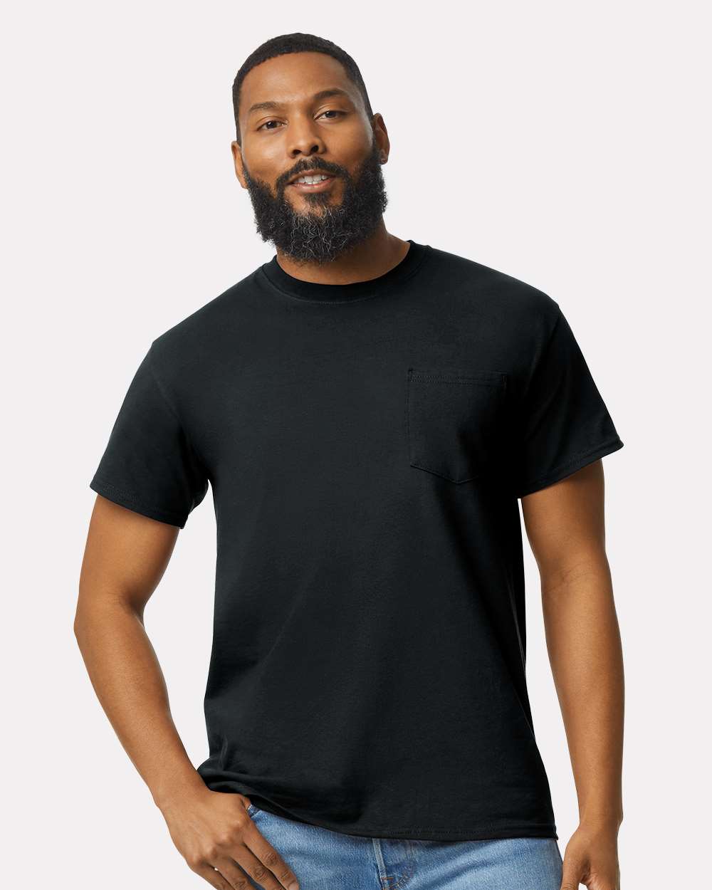 Unisex Ultra Cotton® Pocket T-Shirt - OnModelFront - B07060503 - Black