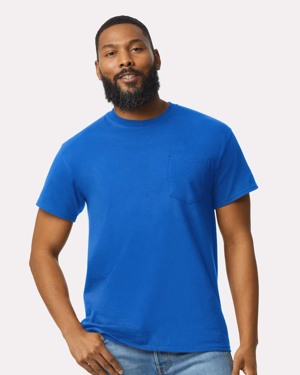 Unisex Ultra Cotton® Pocket T-Shirt - OnModelFront - B07060753 - Royal