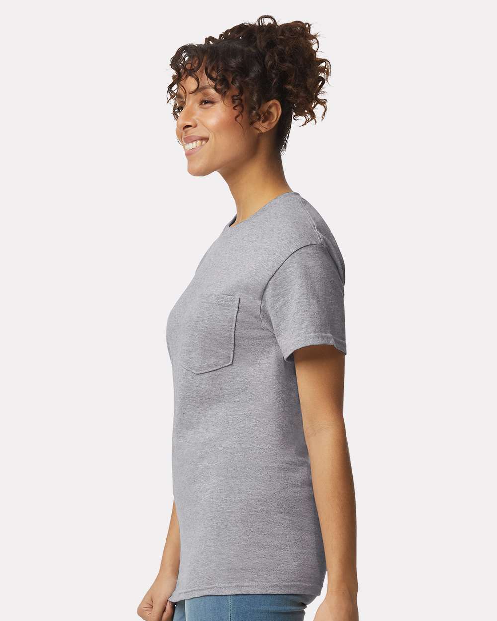 Unisex Ultra Cotton® Pocket T-Shirt - OnModelSide - B07060583 - Sport Grey
