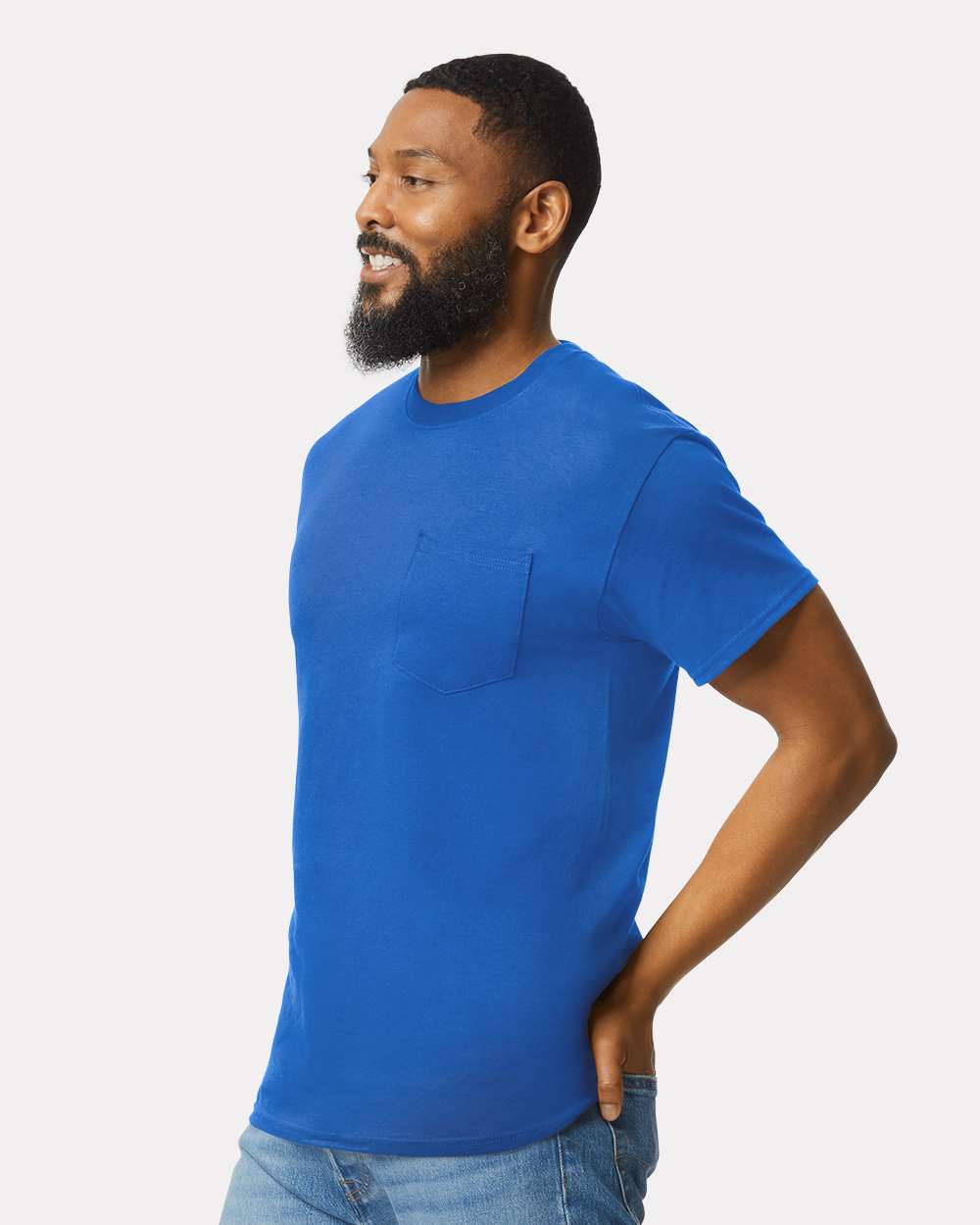 Unisex Ultra Cotton® Pocket T-Shirt - OnModelSide - B07060753 - Royal