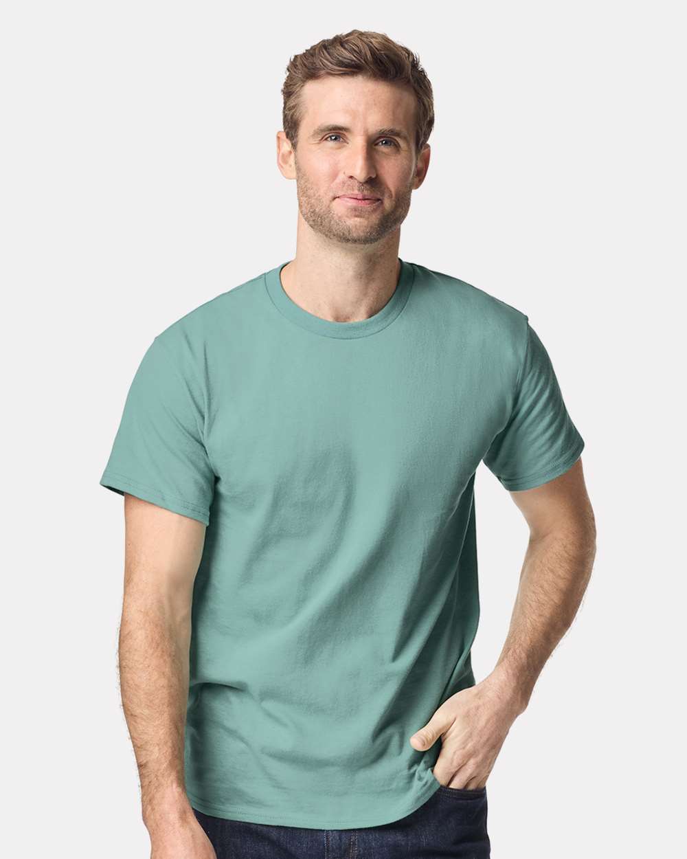 Men's Heavy Cotton™ T-Shirt - OnModelFront - B00060433 - Aquatic