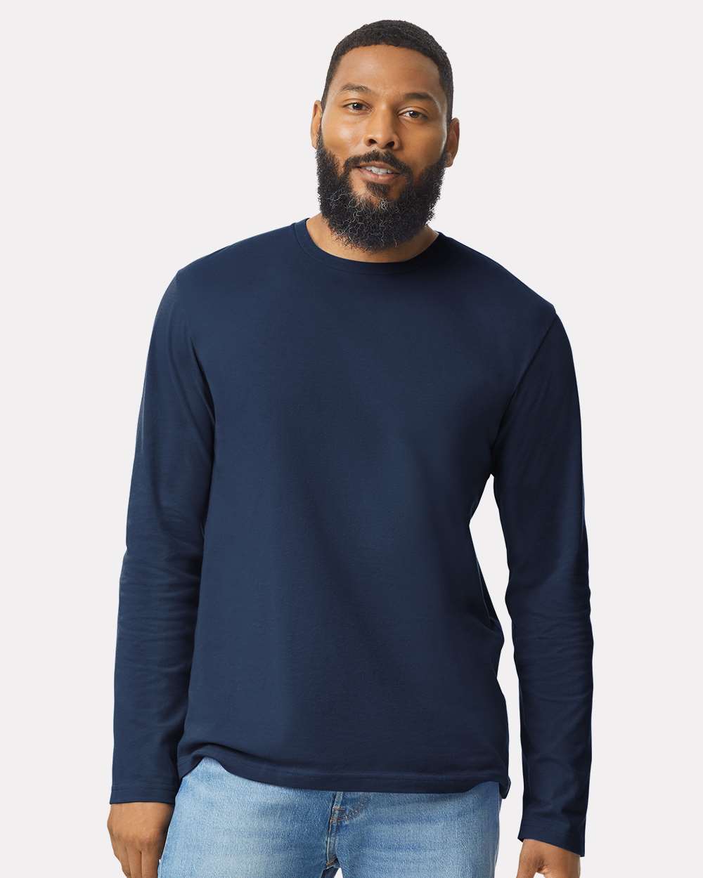Men's Softstyle® Long Sleeve T-Shirt - OnModelFront - B05660653 - Navy