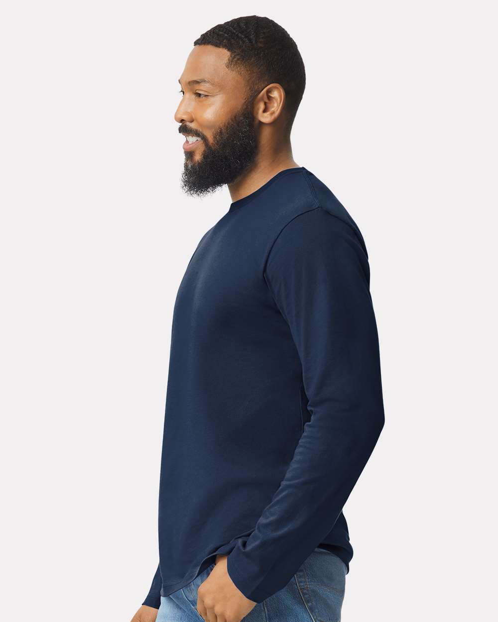 Men's Softstyle® Long Sleeve T-Shirt - OnModelSide - B05660653 - Navy