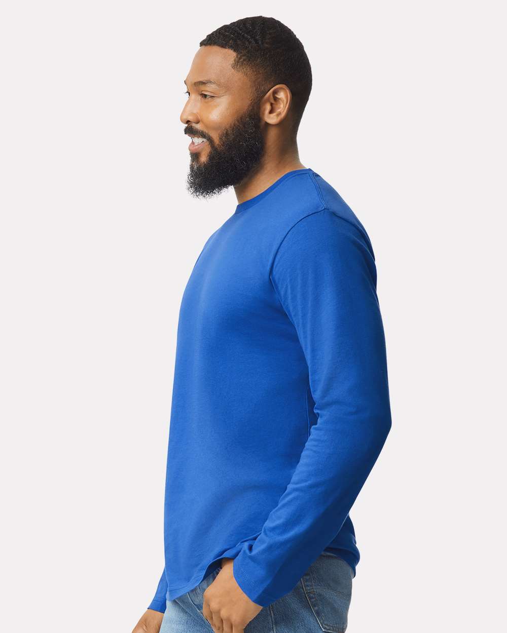 Men's Softstyle® Long Sleeve T-Shirt - OnModelSide - B05660753 - Royal