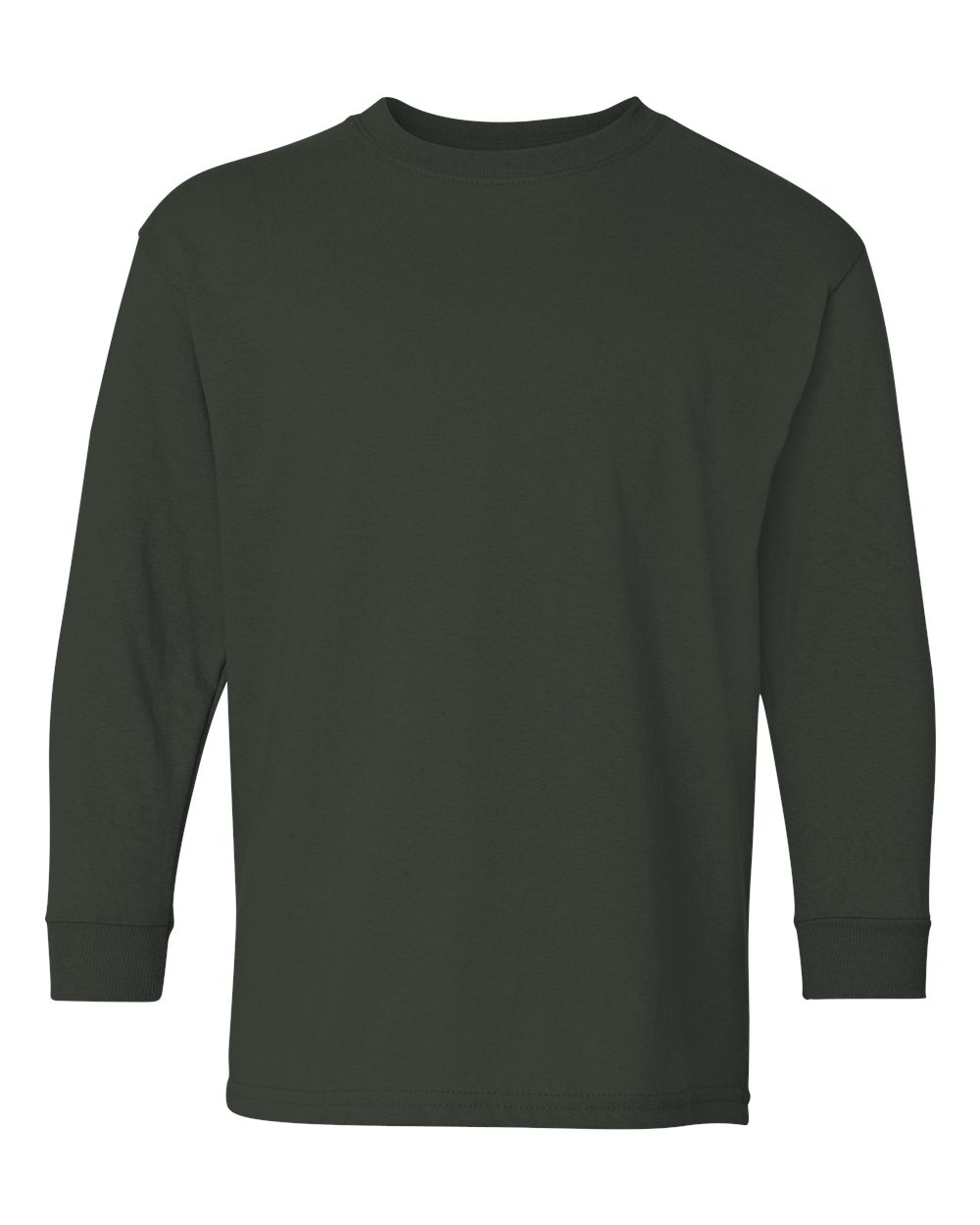 Youth Heavy Cotton™ Long Sleeve T-Shirt - Front - B34160542 - Forest Green