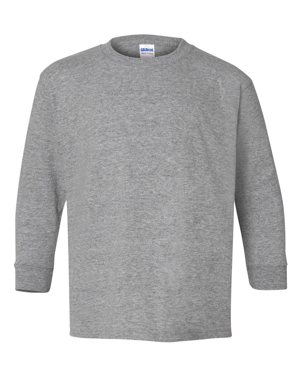 Youth Heavy Cotton™ Long Sleeve T-Shirt - Front - B34160582 - Sport Grey