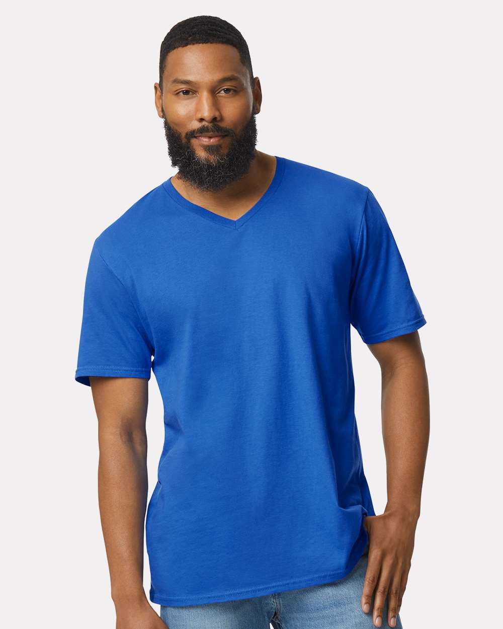 Men's Softstyle® V-Neck T-Shirt - OnModelFront - B01760753 - Royal