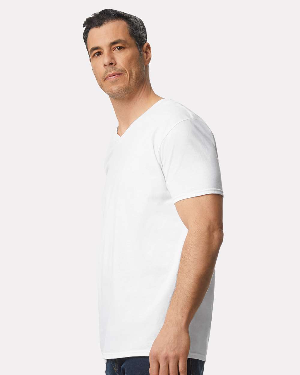 Men's Softstyle® V-Neck T-Shirt - OnModelSide - B01760002 - White