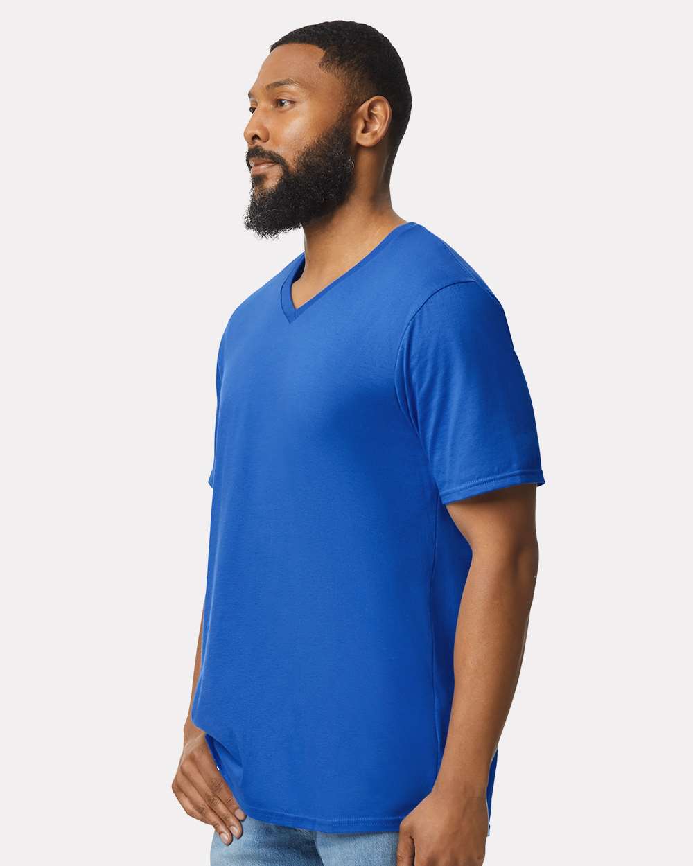 Men's Softstyle® V-Neck T-Shirt - OnModelSide - B01760753 - Royal