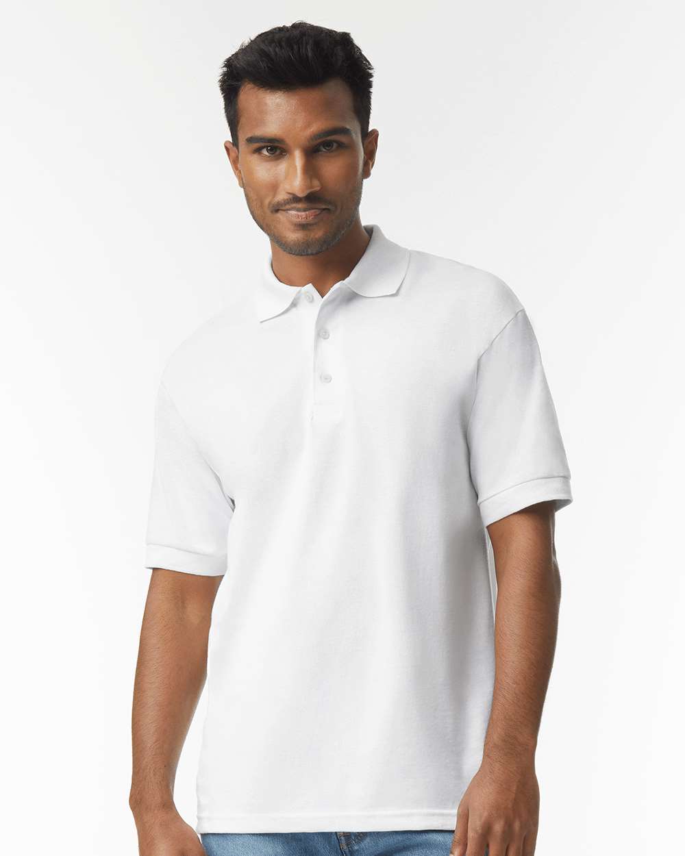 Men's DryBlend® Jersey Polo - OnModelFront - B11060003 - White