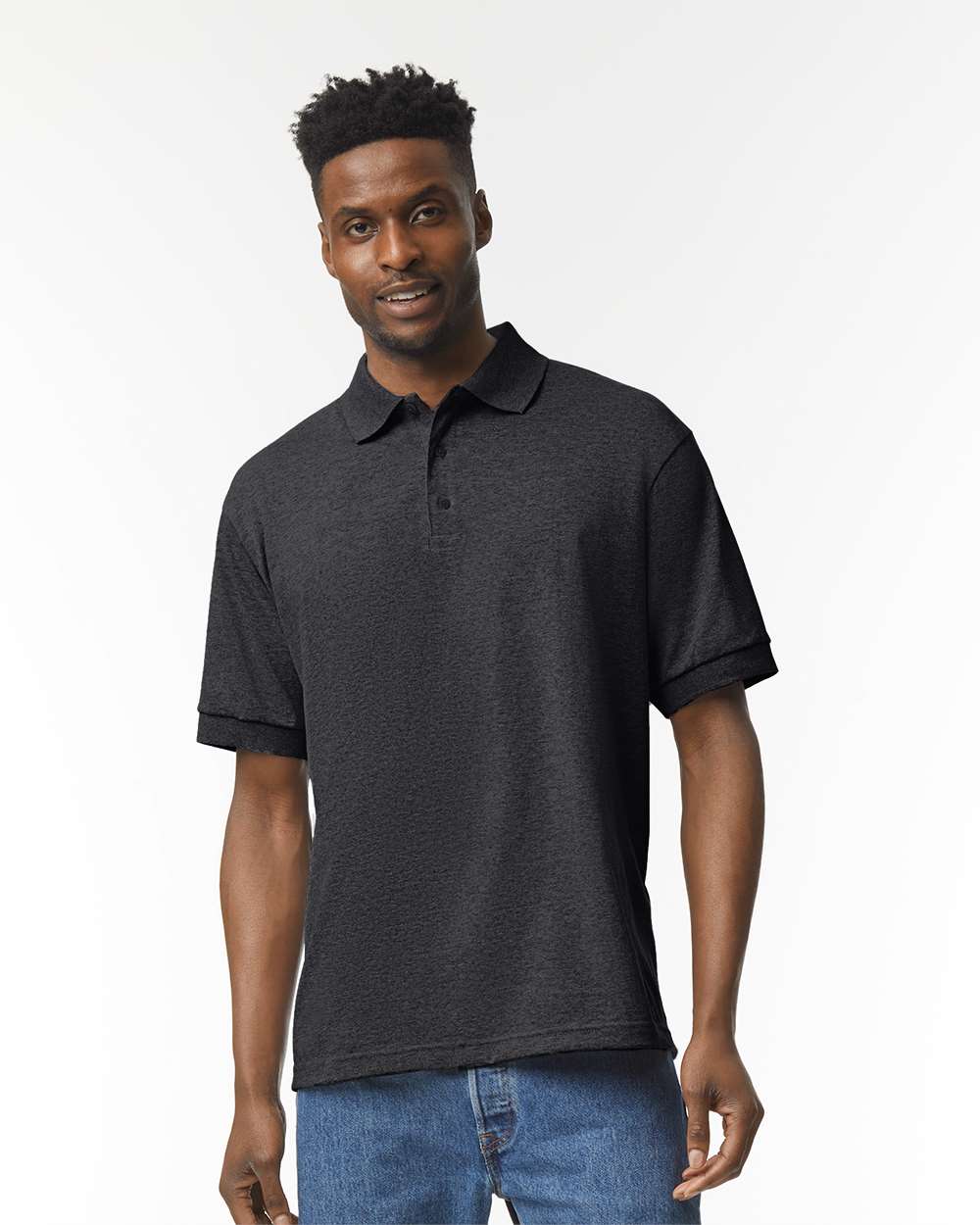 Men's DryBlend® Jersey Polo - OnModelFront - B11060093 - Dark Heather