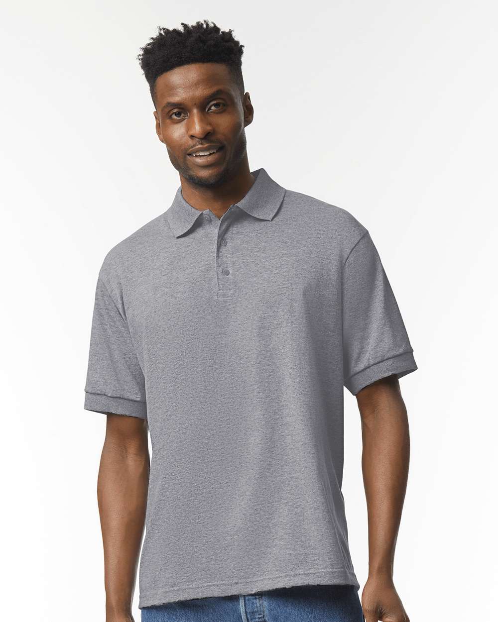 Men's DryBlend® Jersey Polo - OnModelFront - B11060133 - Graphite Heather