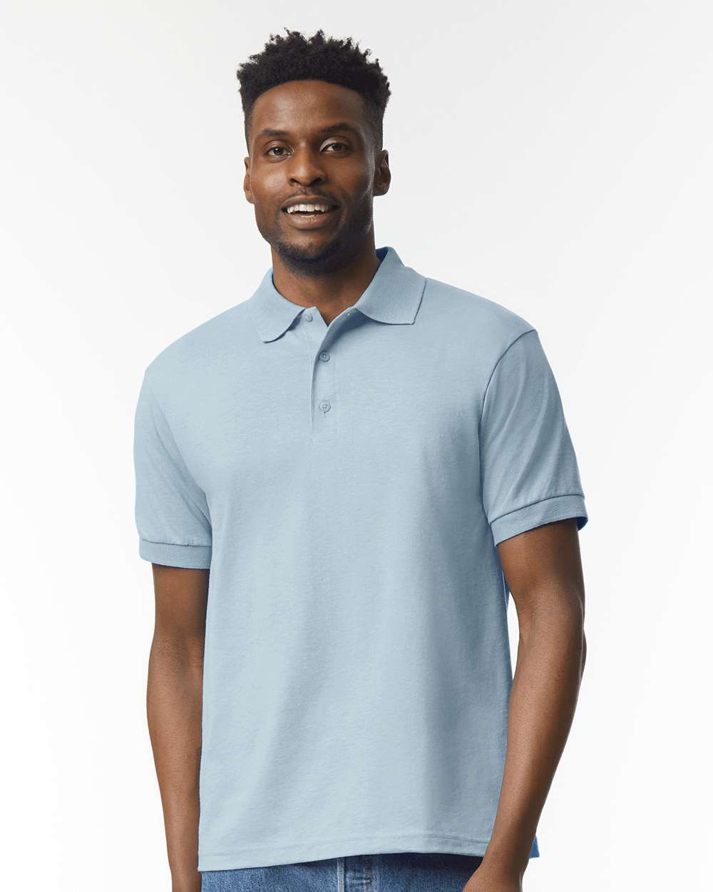 Men's DryBlend® Jersey Polo - OnModelFront - B11060253 - Light Blue