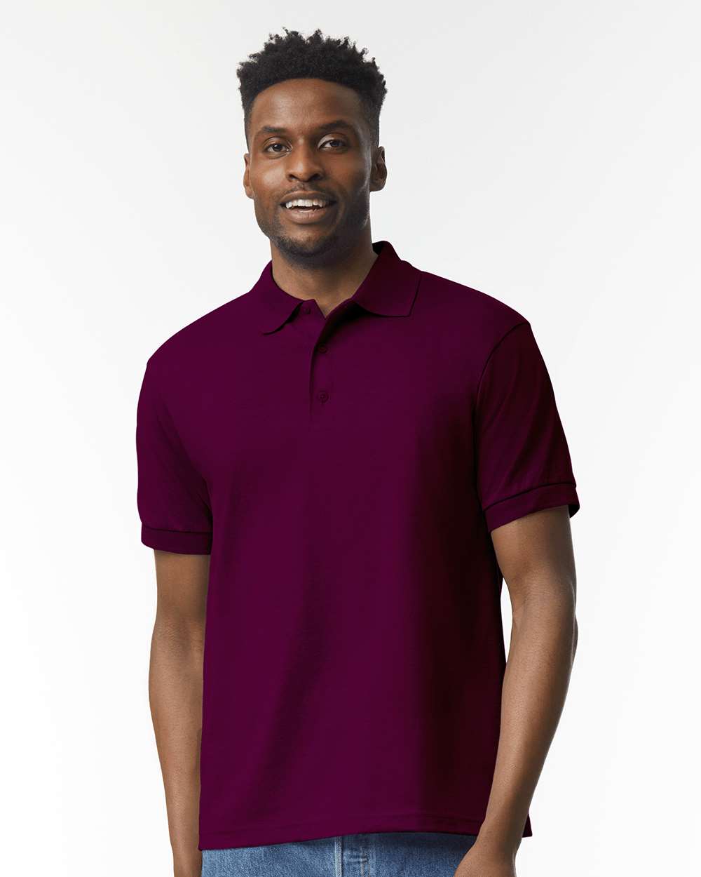 Men's DryBlend® Jersey Polo - OnModelFront - B11060533 - Maroon