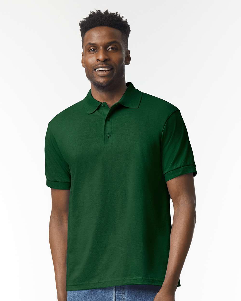 Men's DryBlend® Jersey Polo - OnModelFront - B11060543 - Forest Green