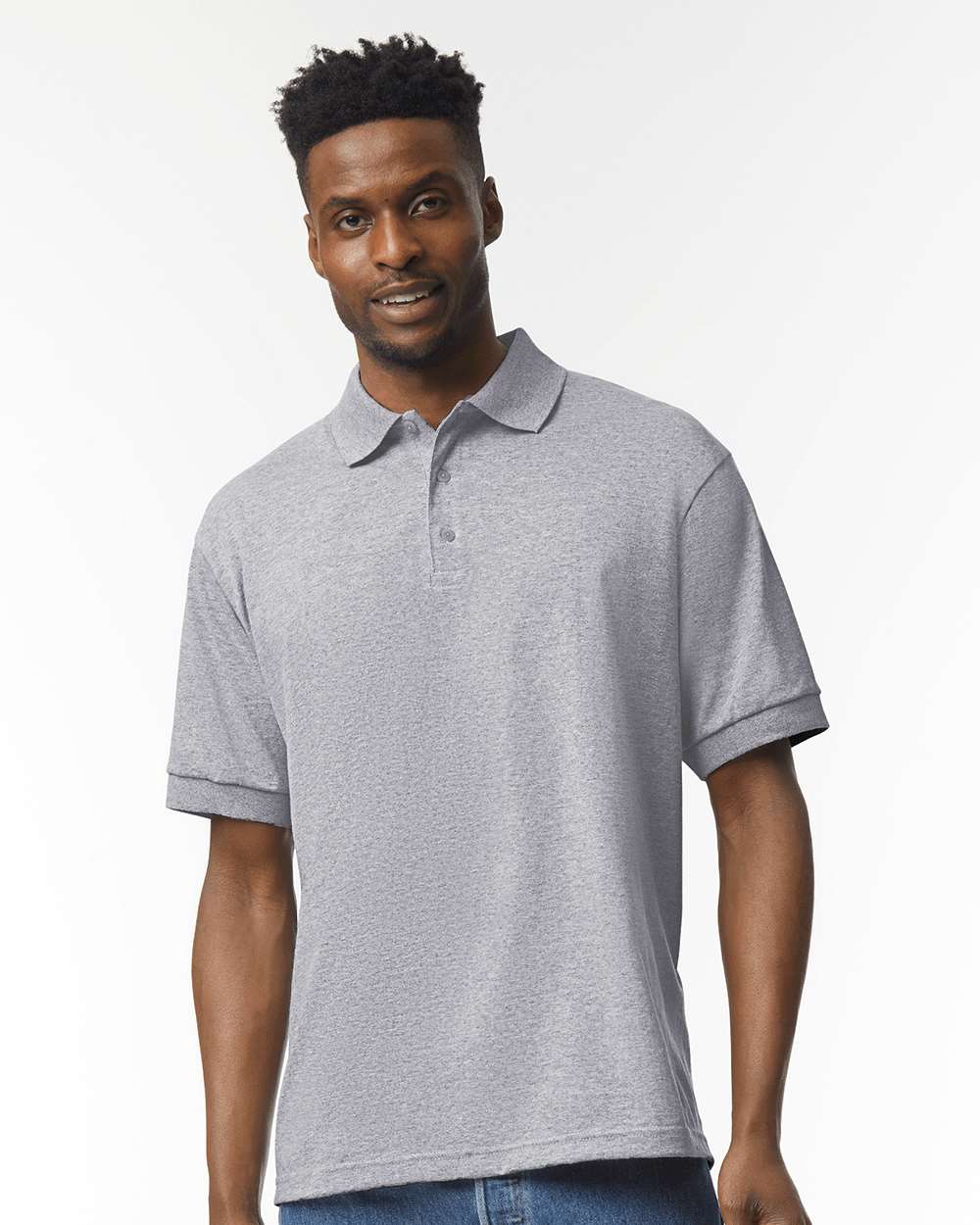 Men's DryBlend® Jersey Polo - OnModelFront - B11060583 - Sport Grey
