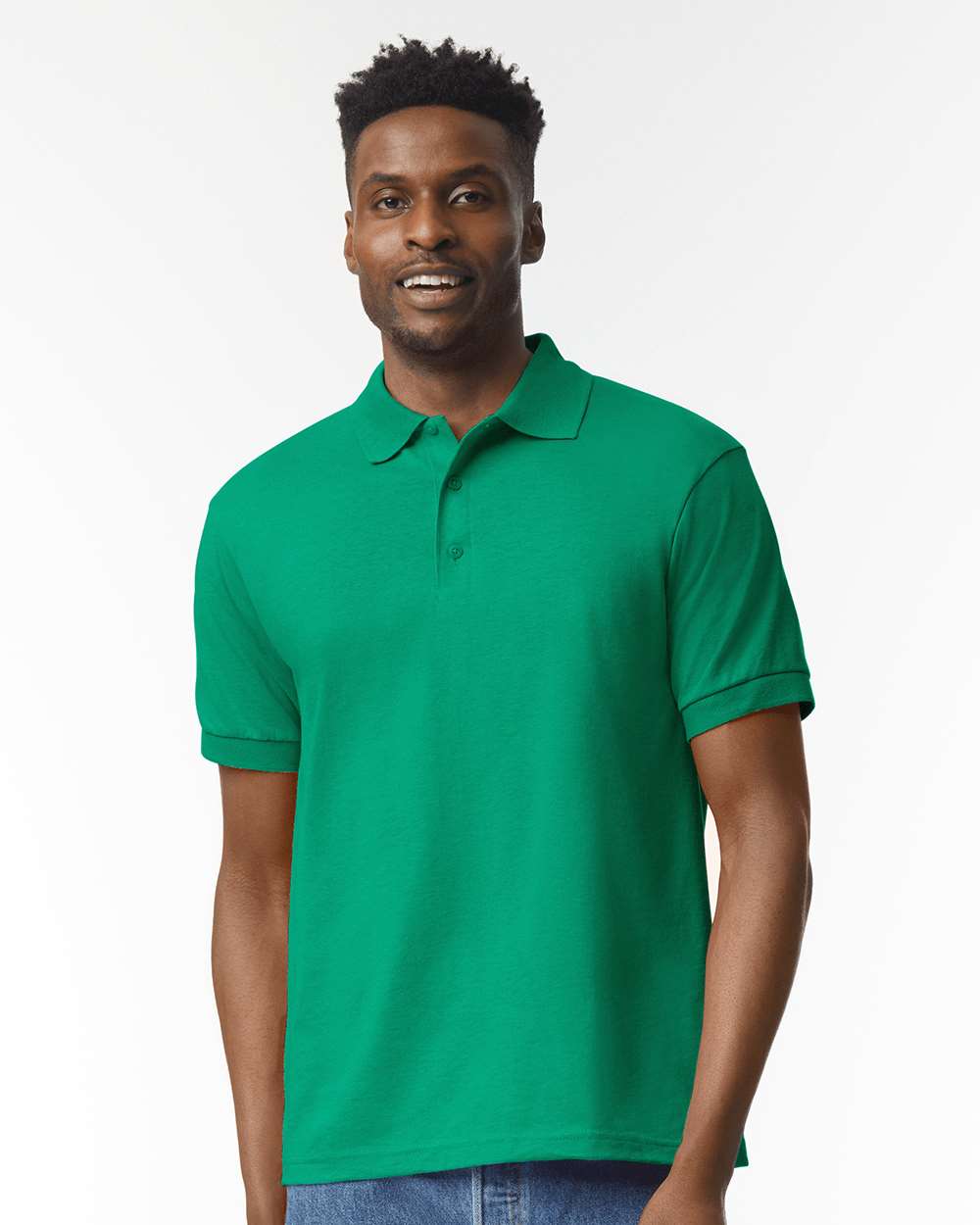 Men's DryBlend® Jersey Polo - OnModelFront - B11060603 - Kelly Green