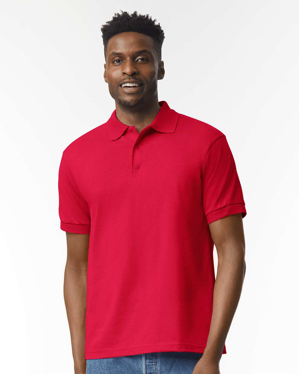 Men's DryBlend® Jersey Polo - OnModelFront - B11060703 - Red