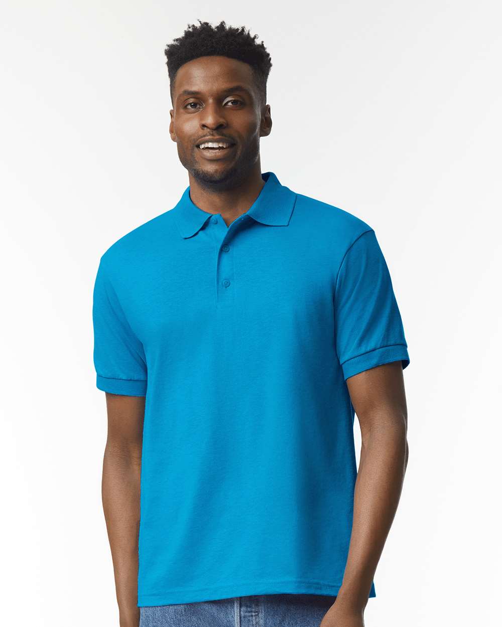 Men's DryBlend® Jersey Polo - OnModelFront - B11060763 - Sapphire
