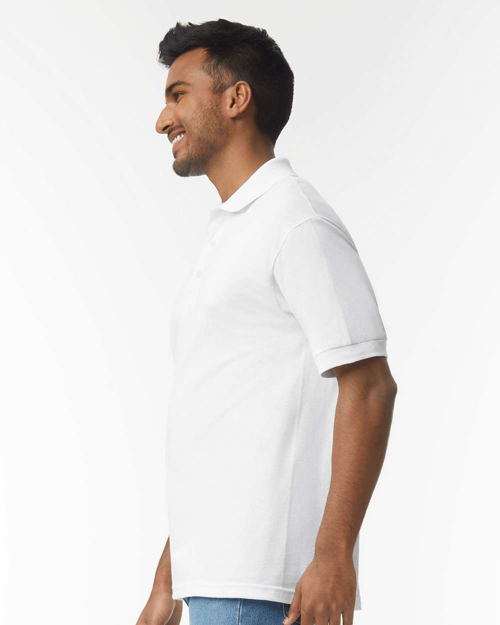 Men's DryBlend® Jersey Polo - OnModelSide - B11060003 - White