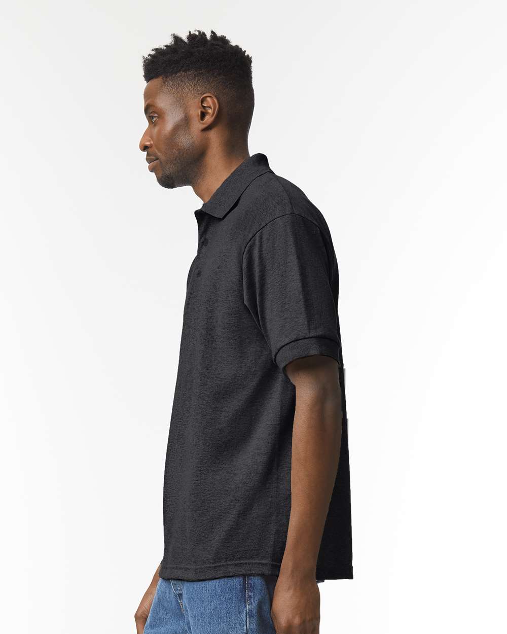 Men's DryBlend® Jersey Polo - OnModelSide - B11060093 - Dark Heather