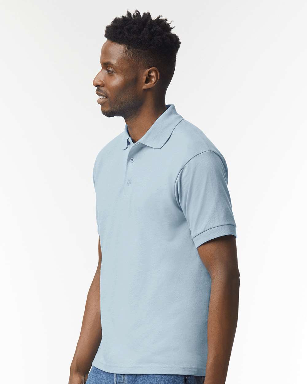 Men's DryBlend® Jersey Polo - OnModelSide - B11060253 - Light Blue