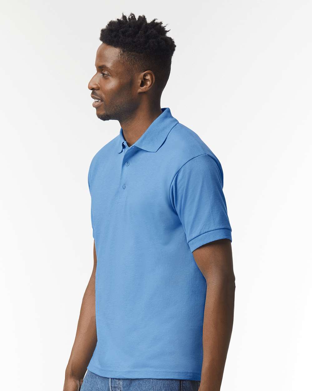 Men's DryBlend® Jersey Polo - OnModelSide - B11060263 - Carolina Blue