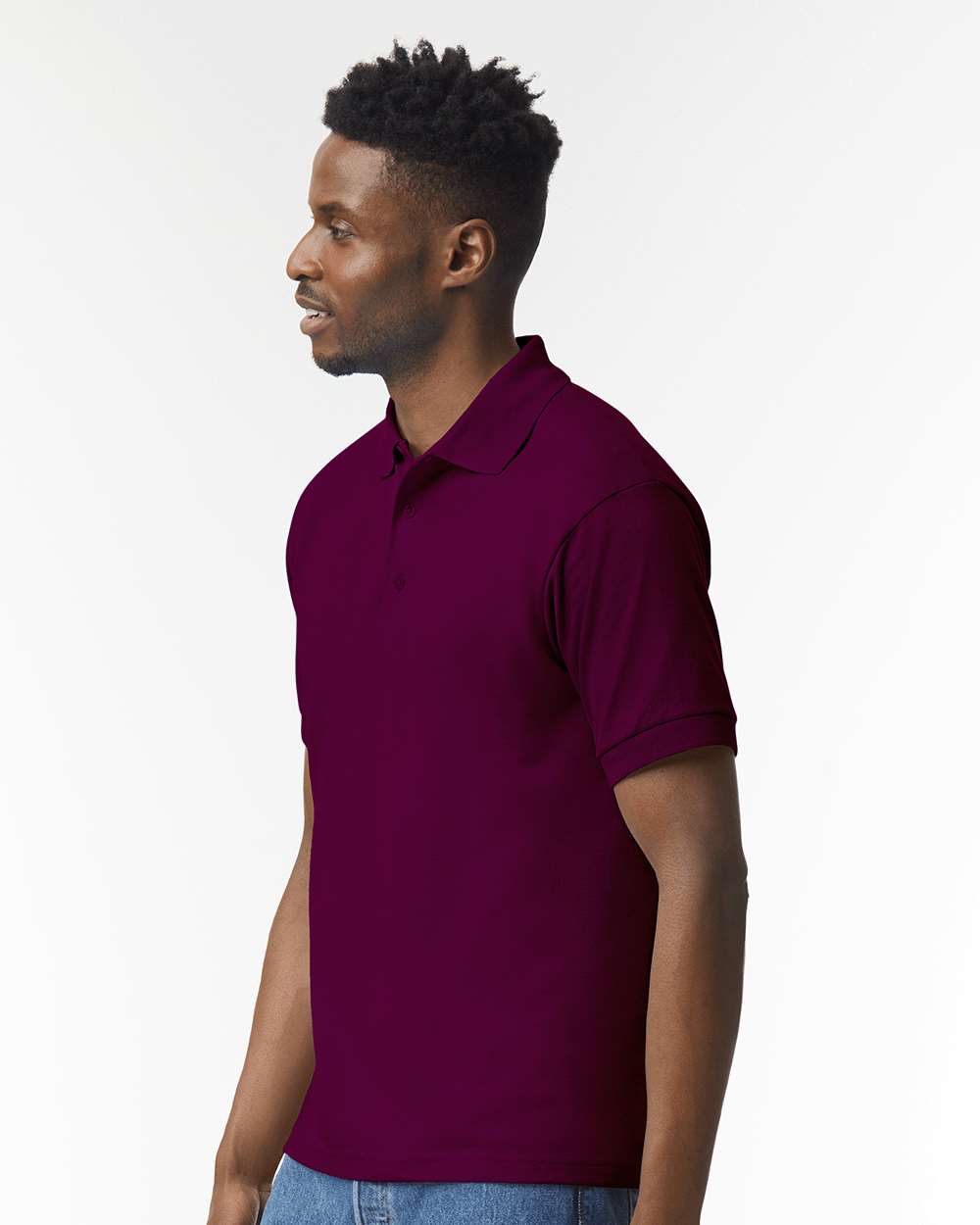 Men's DryBlend® Jersey Polo - OnModelSide - B11060533 - Maroon