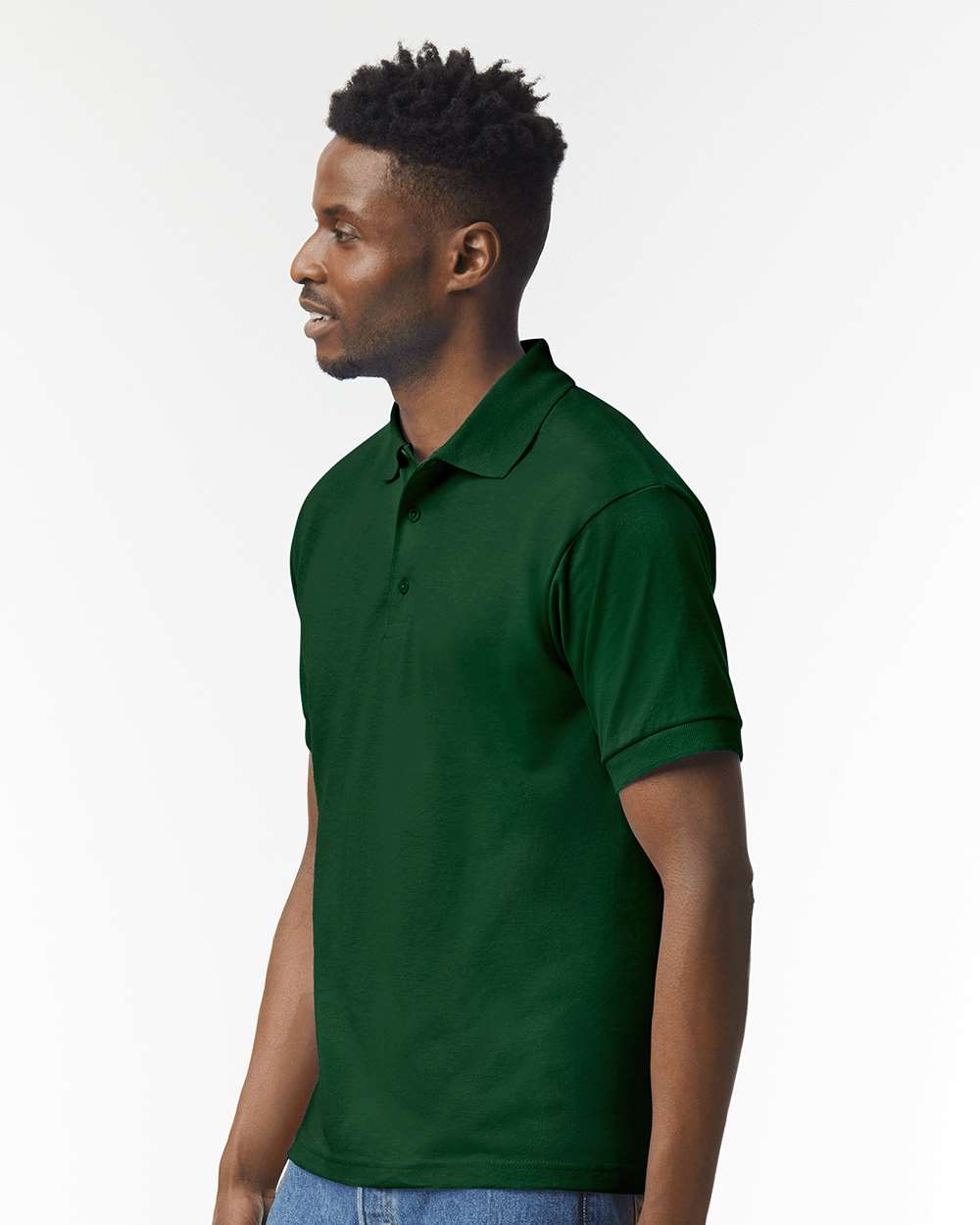 Men's DryBlend® Jersey Polo - OnModelSide - B11060543 - Forest Green