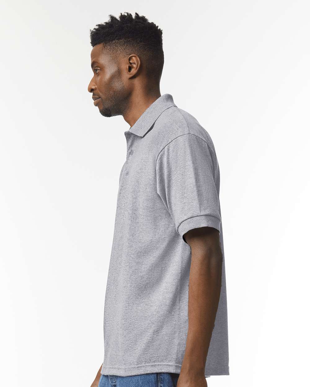 Men's DryBlend® Jersey Polo - OnModelSide - B11060583 - Sport Grey