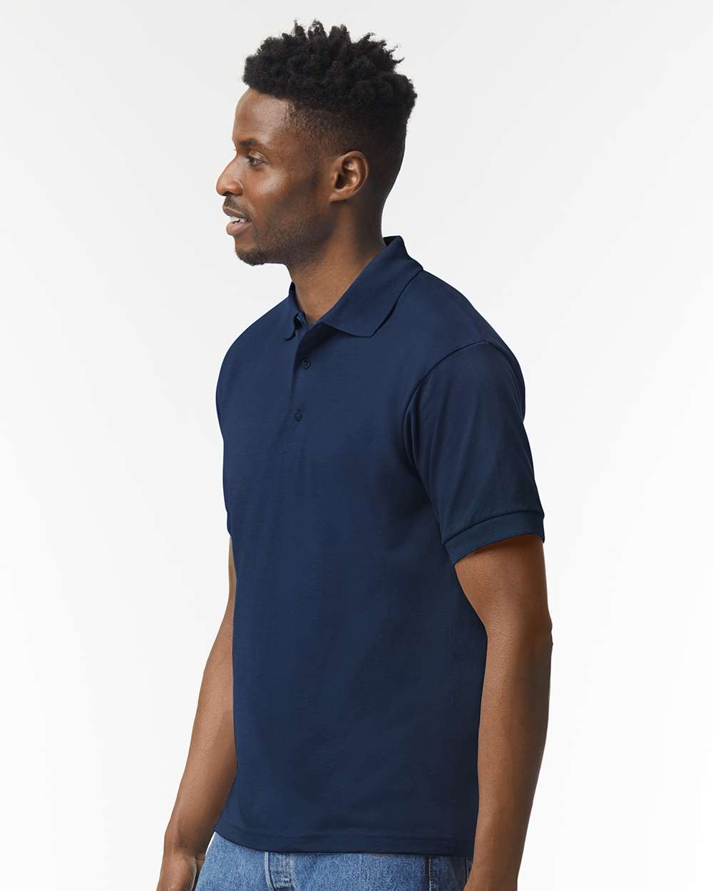 Men's DryBlend® Jersey Polo - OnModelSide - B11060653 - Navy