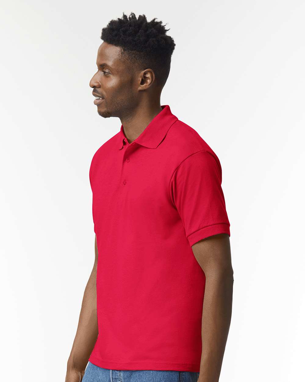 Men's DryBlend® Jersey Polo - OnModelSide - B11060703 - Red