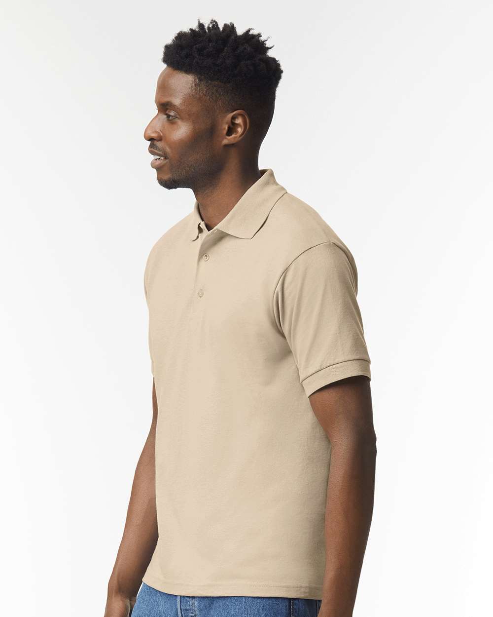 Men's DryBlend® Jersey Polo - OnModelSide - B11060733 - Sand