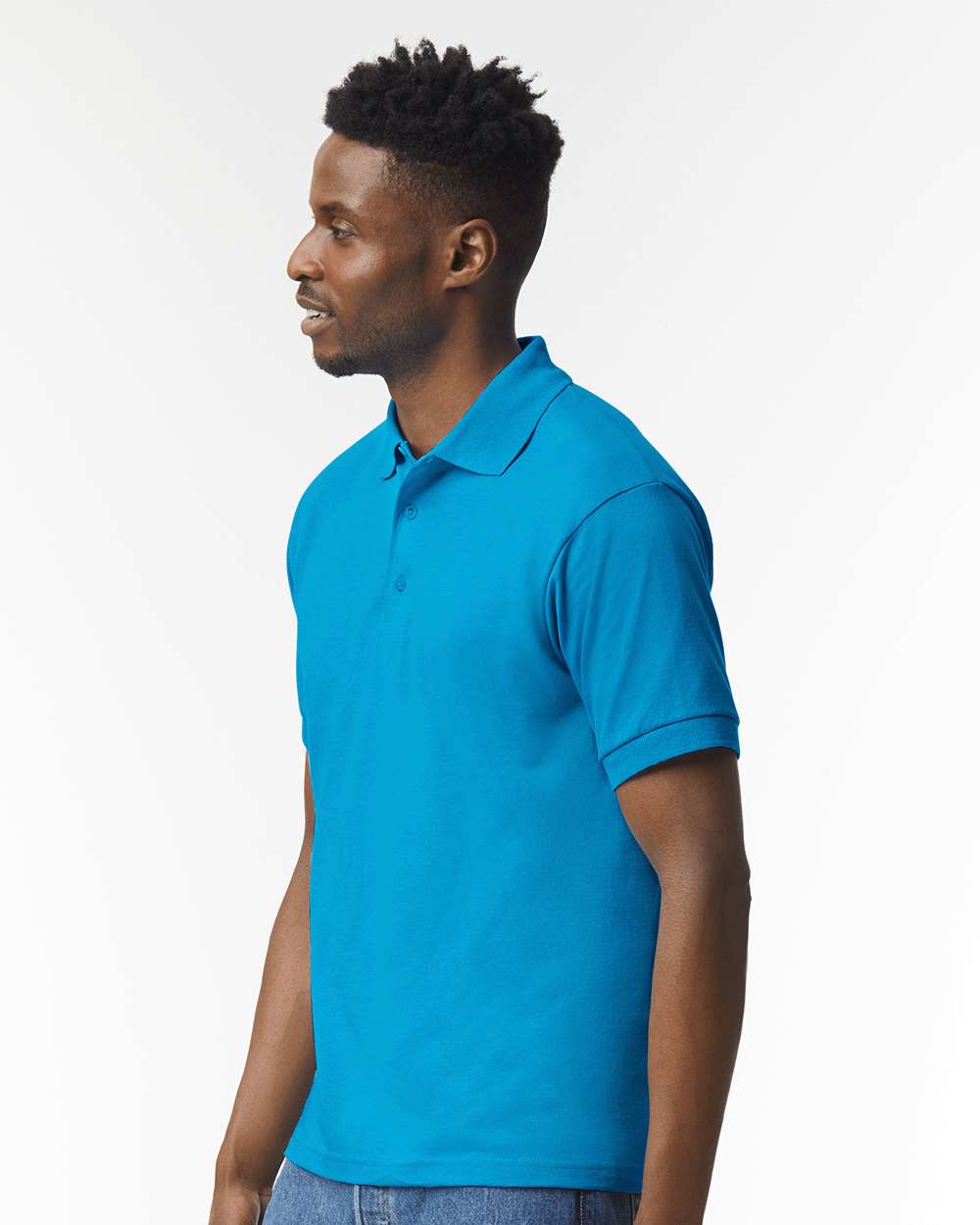 Men's DryBlend® Jersey Polo - OnModelSide - B11060763 - Sapphire