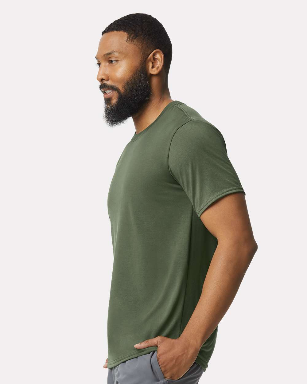 Unisex Performance® T-Shirt - OnModelSide - B09260063 - Military Green