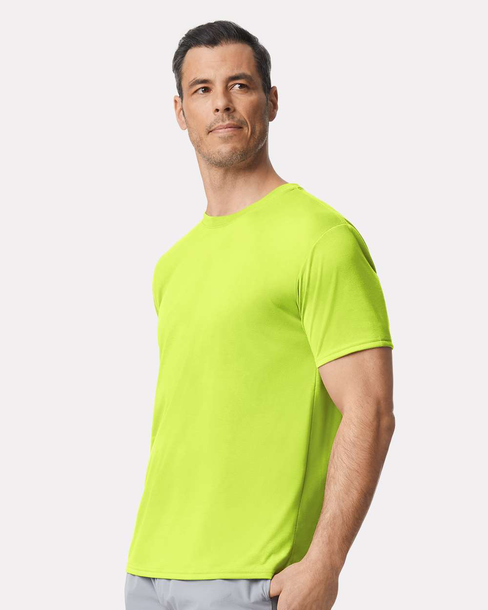 Unisex Performance® T-Shirt - OnModelSide - B09260163 - Safety Green