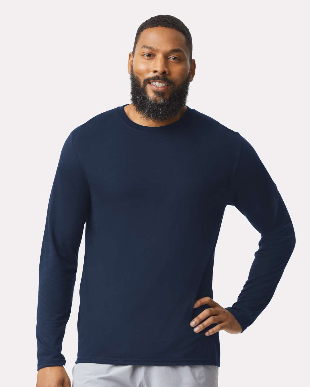 Unisex Performance® Long Sleeve T-Shirt - OnModelFront - B85560653 - Navy