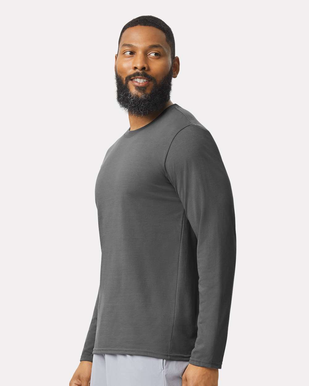 Unisex Performance® Long Sleeve T-Shirt - OnModelSide - B85560093 - Charcoal