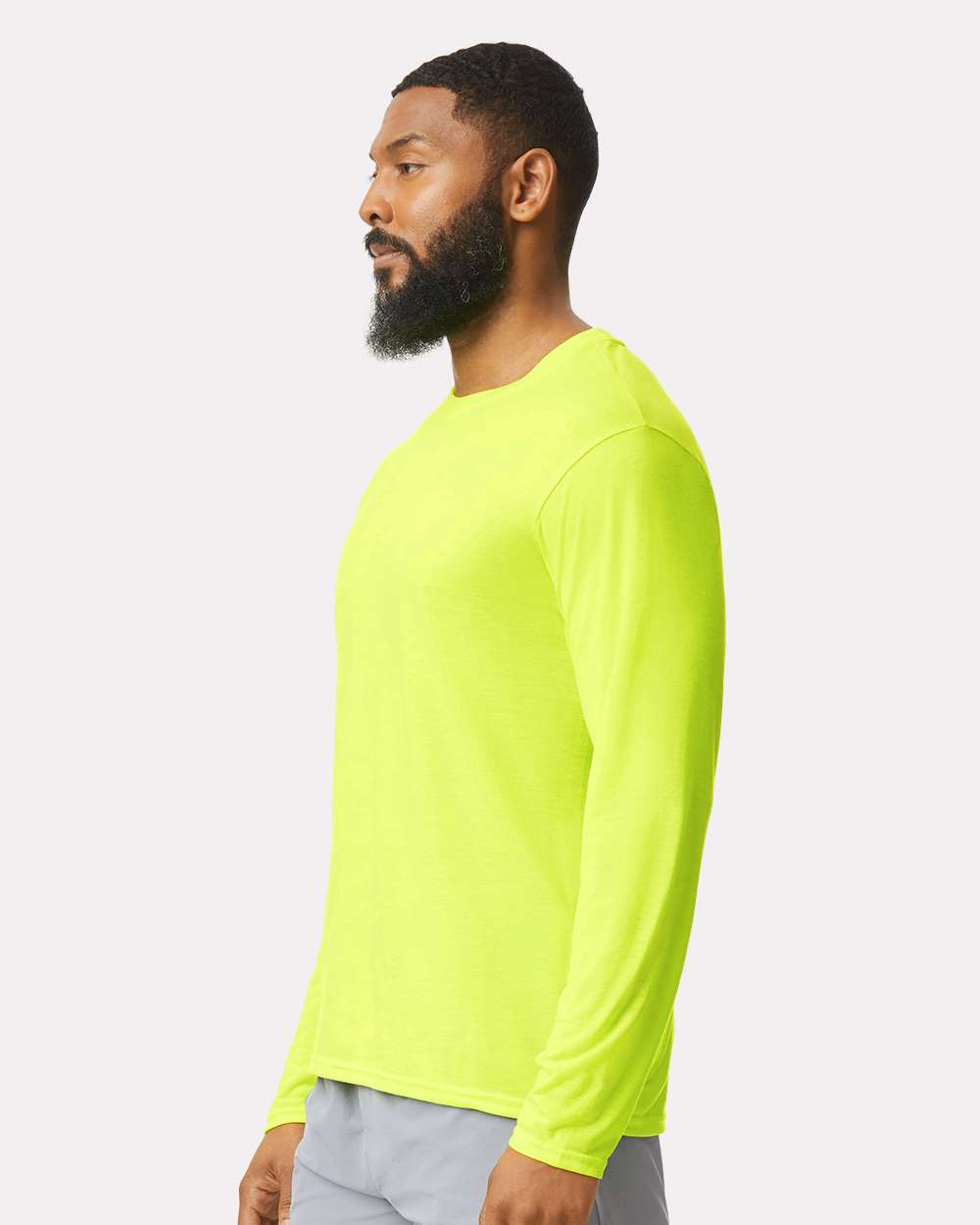 Unisex Performance® Long Sleeve T-Shirt - OnModelSide - B85560163 - Safety Green