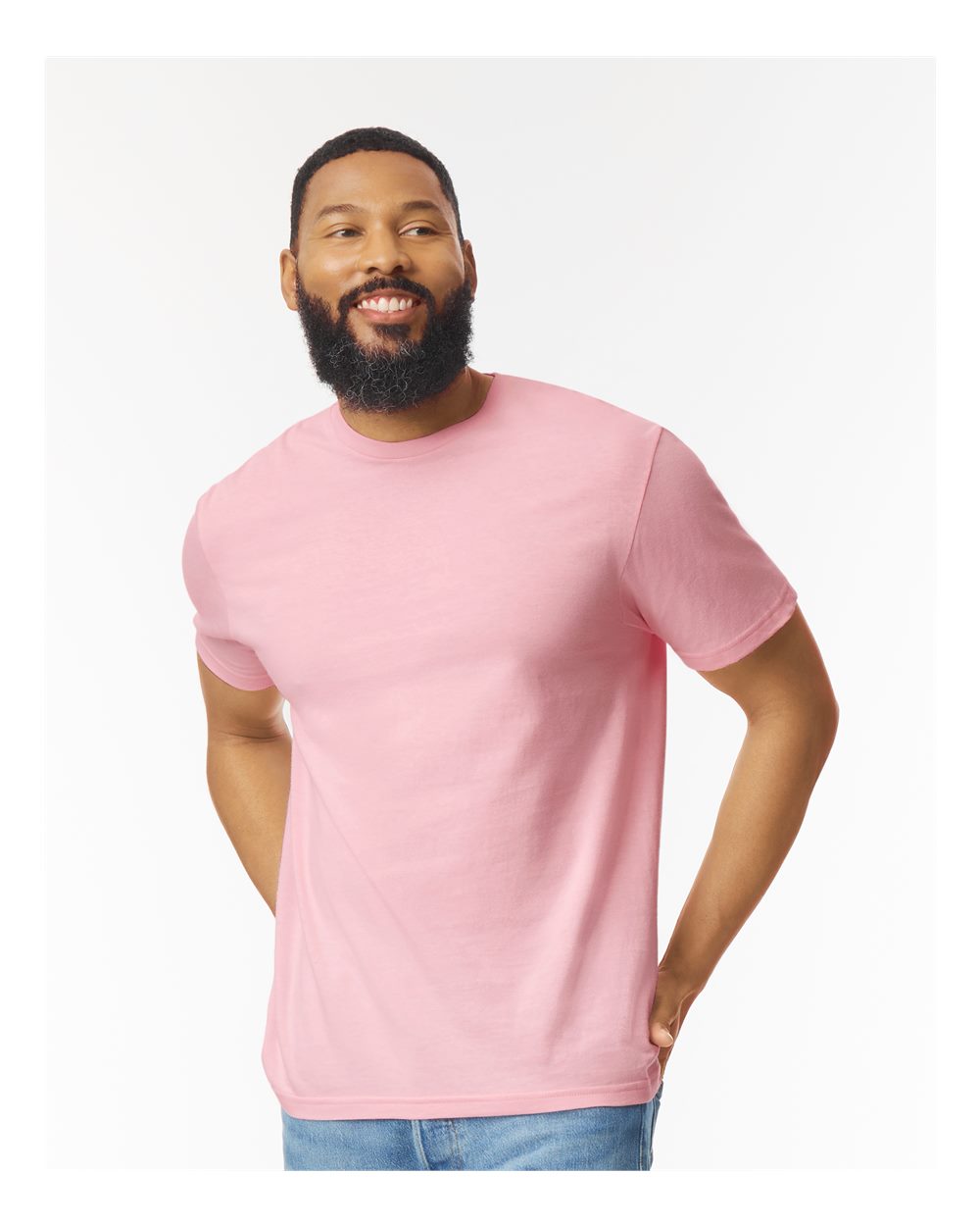 Men's Softstyle® T-Shirt - OnModelFront - B00660433 - Light Pink
