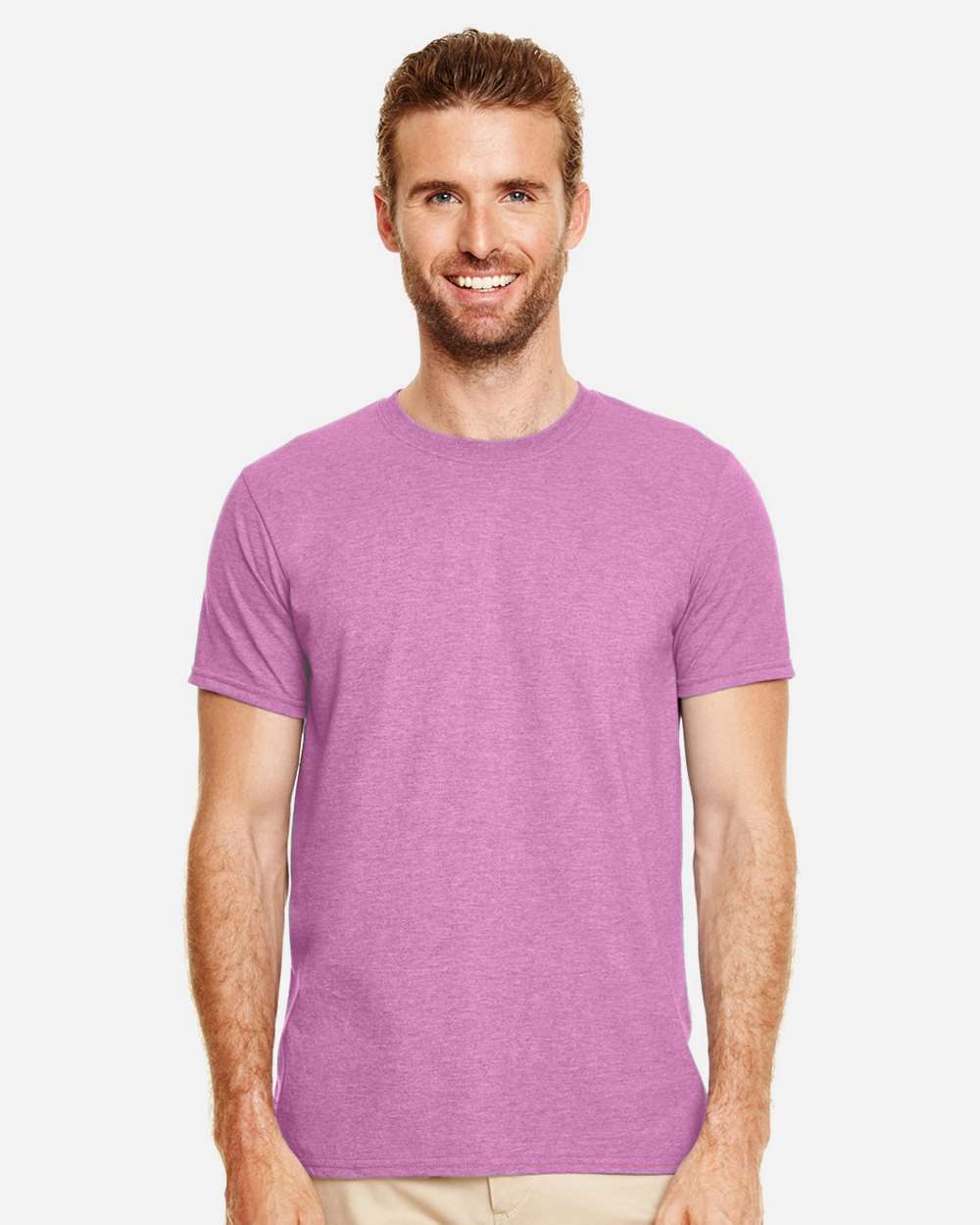Men's Softstyle® T-Shirt - OnModelFront - B00660573 - Heather Radiant Orchid